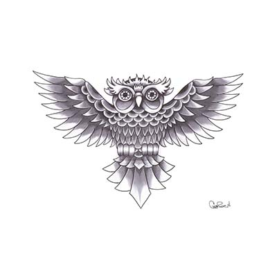 Chinese Owl Old School Design Fake Temporary Water Transfer Tattoo Stickers NO.10270